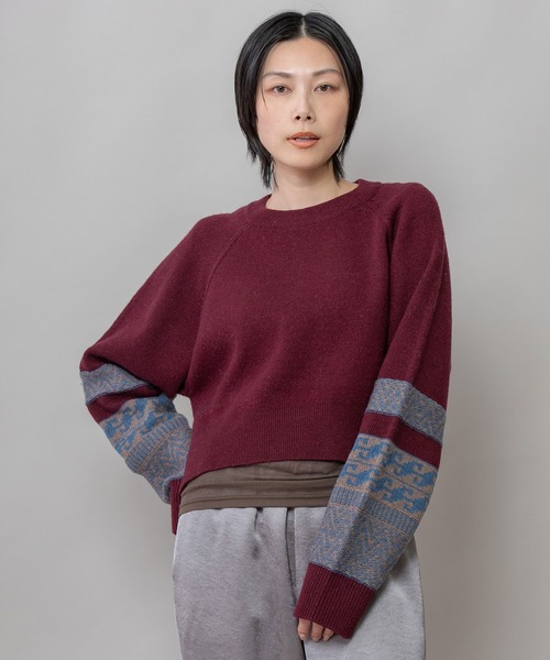 Munich(ミューニック)の「ノルディック柄ニットバックベルトプルオーバー(ニット/セーター・レディース・チャコールグレー/ボルドー/アイボリー・FREE)」の6枚目の写真