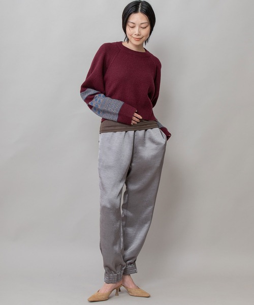 Munich(ミューニック)の「ノルディック柄ニットバックベルトプルオーバー(ニット/セーター・レディース・チャコールグレー/ボルドー/アイボリー・FREE)」の11枚目の写真