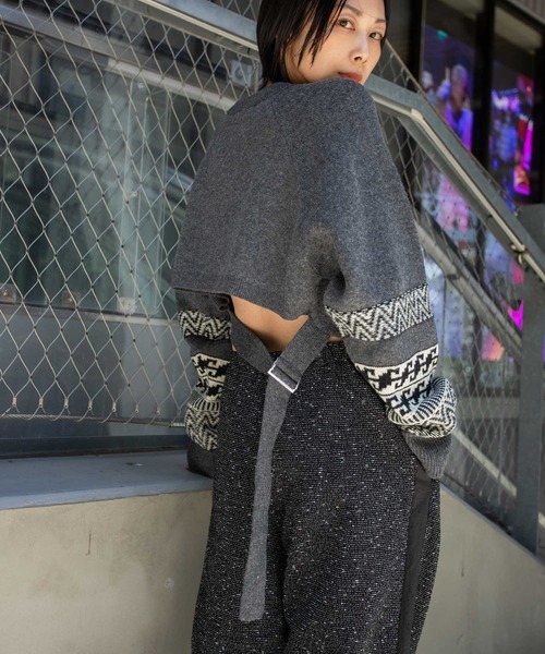 Munich(ミューニック)の「ノルディック柄ニットバックベルトプルオーバー(ニット/セーター・レディース・チャコールグレー/ボルドー/アイボリー・FREE)」の18枚目の写真