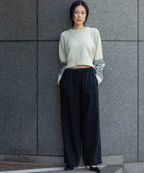 Munich(ミューニック)の「ノルディック柄ニットバックベルトプルオーバー(ニット/セーター・レディース・チャコールグレー/ボルドー/アイボリー・FREE)」の4枚目の写真