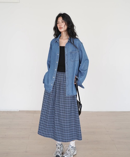 EIGHTHMONTH（エイスマンス）の「ベーシックデニムオーバーシャツ EM25a013【EIGHTHMONTH】（シャツ/ブラウス・レディース・ブルー・S/M）」の10枚目の写真