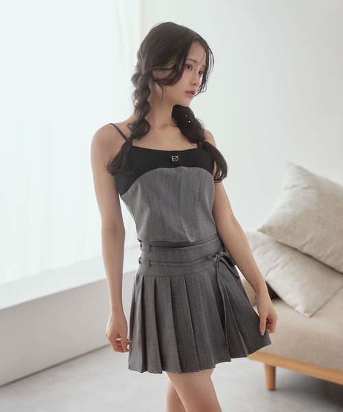M DOLLY(エムドリー)の「*M DOLLY original* stripe camisole tops/ストライプキャミソールトップス(キャミソール・レディース・グレー/ベージュ・FREE)」の4枚目の写真