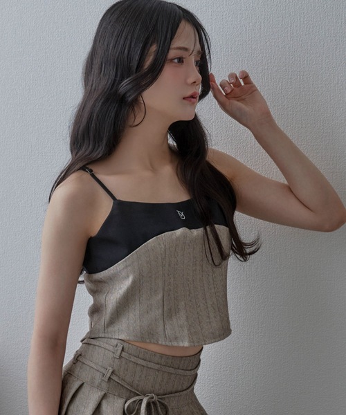 M DOLLY(エムドリー)の「*M DOLLY original* stripe camisole tops/ストライプキャミソールトップス(キャミソール・レディース・グレー/ベージュ・FREE)」の10枚目の写真