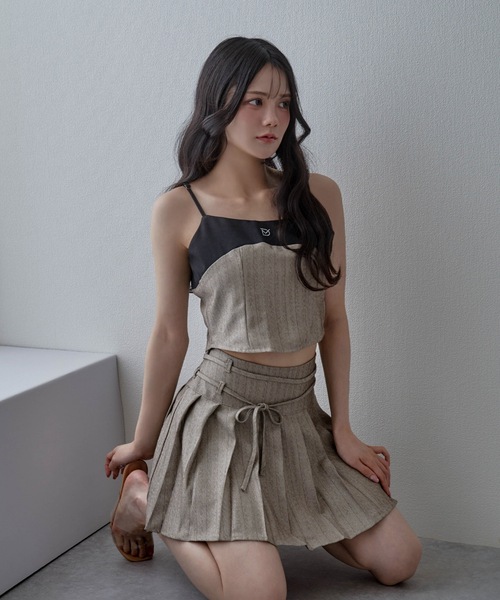 M DOLLY(エムドリー)の「*M DOLLY original* stripe camisole tops/ストライプキャミソールトップス(キャミソール・レディース・グレー/ベージュ・FREE)」の12枚目の写真