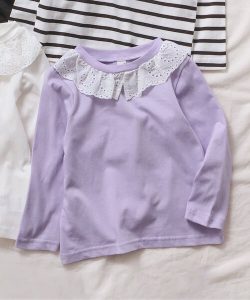 apres les cours(アプレレクール)の「【WEB限定】襟レースTシャツ/7days Style(Tシャツ/カットソー・キッズ・その他2/ラベンダー/ブラック/アイボリー・80/90/100/110/120/130/140)」の4枚目の写真