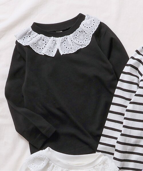 apres les cours(アプレレクール)の「【WEB限定】襟レースTシャツ/7days Style(Tシャツ/カットソー・キッズ・その他2/ラベンダー/ブラック/アイボリー・80/90/100/110/120/130/140)」の3枚目の写真