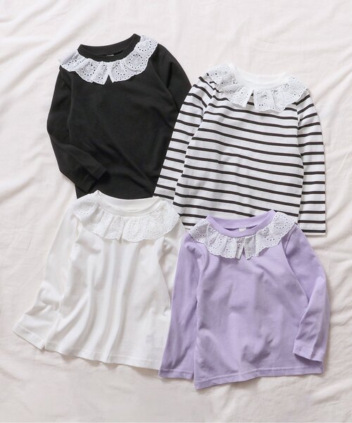 apres les cours(アプレレクール)の「【WEB限定】襟レースTシャツ/7days Style(Tシャツ/カットソー・キッズ・その他2/ラベンダー/ブラック/アイボリー・80/90/100/110/120/130/140)」の18枚目の写真