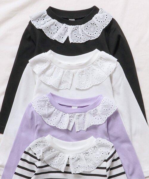 apres les cours(アプレレクール)の「【WEB限定】襟レースTシャツ/7days Style(Tシャツ/カットソー・キッズ・その他2/ラベンダー/ブラック/アイボリー・80/90/100/110/120/130/140)」の19枚目の写真