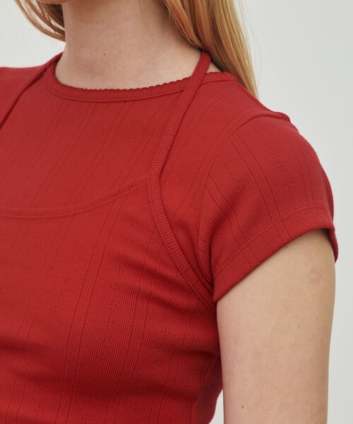 DES PRES(デ・プレ)の「アイレットジャージー ホルターネック キャミソール(キャミソール・レディース・レッド/ブラック/ホワイト・FREE)」の9枚目の写真