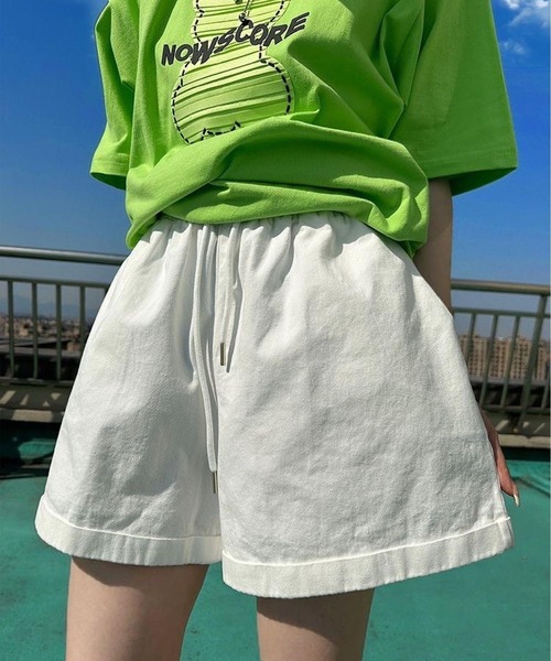 CANVAS+(キャンバスプラス)の「【CANVAS+】リラックスカラーショートパンツ(その他パンツ・レディース・ホワイト/ピンク/グリーン/イエロー/ブラック・M)」の1枚目の写真