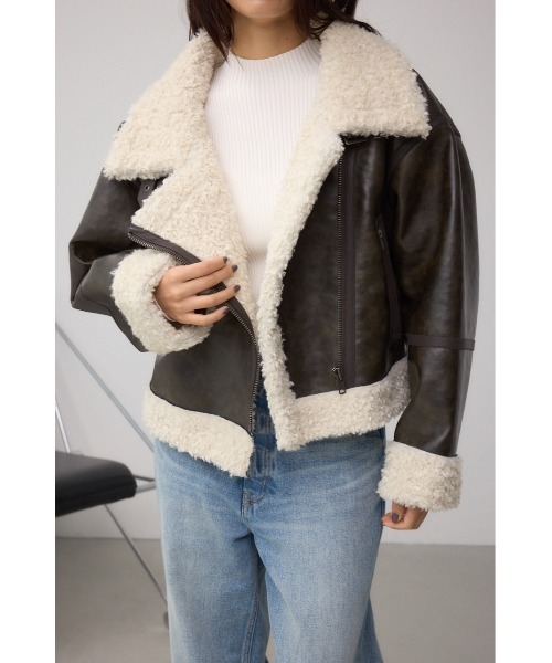 堀田茜さん着用アイテム】フェイクレザー/スエード フェイクムートン