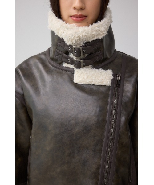 AZUL by moussy（アズールバイマウジー）の「フェイクレザー/スエード フェイクムートンジャケット（ブルゾン・レディース・ブラウン/ブラック/ブラック系その他2/ライトベージュ・SMALL/MEDIUM）」の11枚目の写真