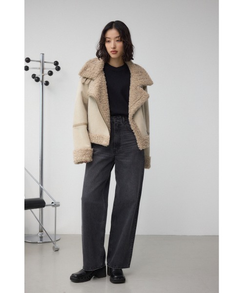 AZUL by moussy（アズールバイマウジー）の「フェイクレザー/スエード フェイクムートンジャケット（ブルゾン・レディース・ブラウン/ブラック/ブラック系その他2/ライトベージュ・SMALL/MEDIUM）」の16枚目の写真