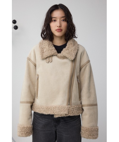 AZUL by moussy（アズールバイマウジー）の「フェイクレザー/スエード フェイクムートンジャケット（ブルゾン・レディース・ブラウン/ブラック/ブラック系その他2/ライトベージュ・SMALL/MEDIUM）」の17枚目の写真