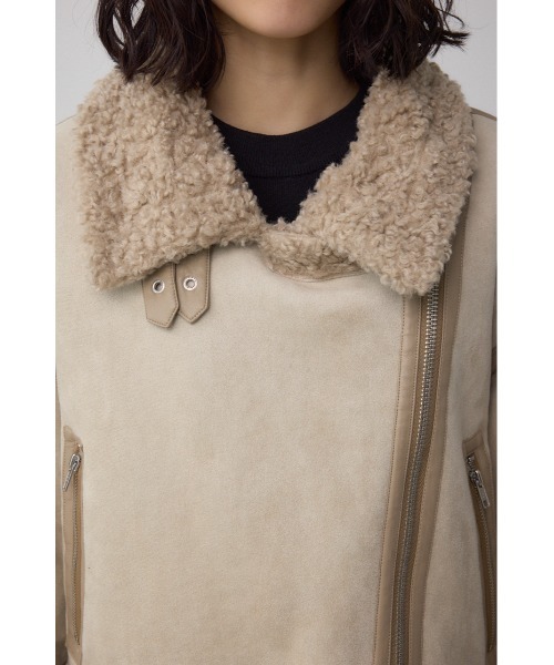 AZUL by moussy（アズールバイマウジー）の「フェイクレザー/スエード フェイクムートンジャケット（ブルゾン・レディース・ブラウン/ブラック/ブラック系その他2/ライトベージュ・SMALL/MEDIUM）」の20枚目の写真