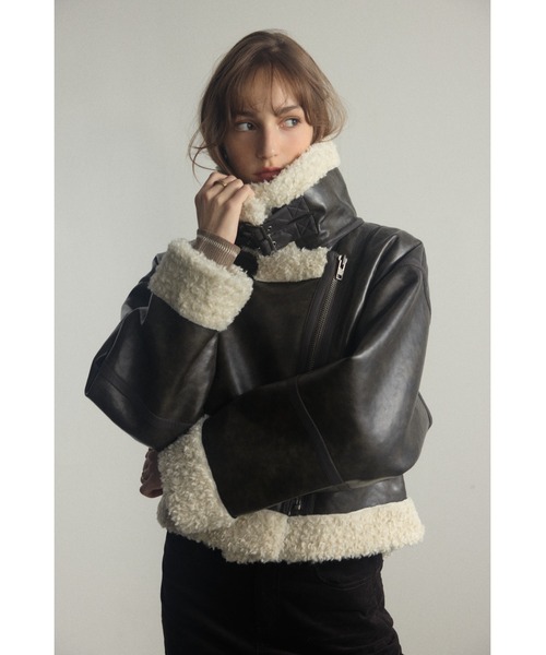 セール】フェイクレザー/スエード フェイクムートンジャケット