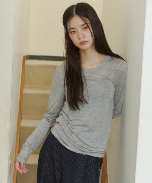 color sheer long-sleeve T-shirt/カラーロンT（Tシャツ/カットソー