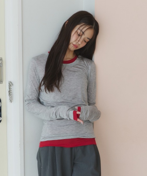 color sheer long-sleeve T-shirt/カラーロンT（Tシャツ/カットソー