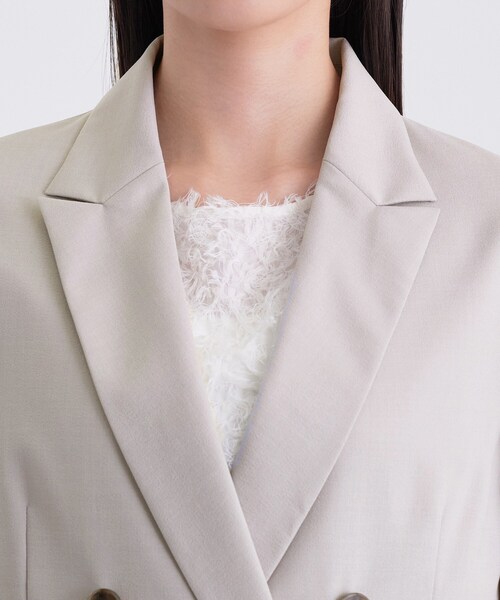 【新品】INDIVI シングルテーラードジャケット白 42(LL) 手洗い可能✨ セール】＜秋SALE！＞【UVケア】ライトダブルジャケット