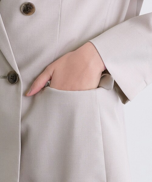 【新品】INDIVI シングルテーラードジャケット白 42(LL) 手洗い可能✨ 洗える／UVケア／接触冷感／SETUP可能】麻混テーラードダブル