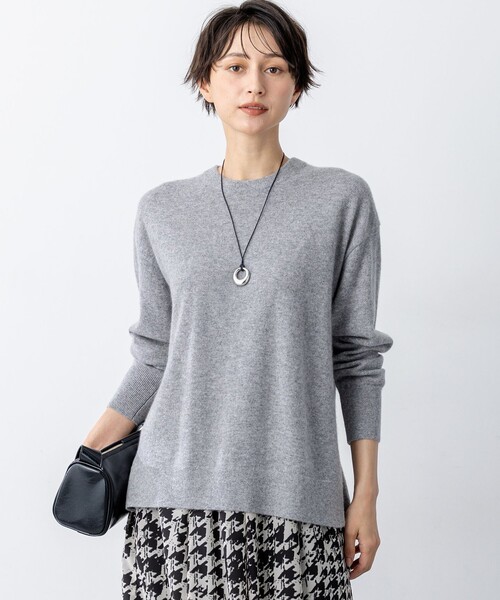 1 Gray 5Gカシミアクルーネックニット ウィムガゼット Whim Gazette カシミヤ混クルーネックファーニット