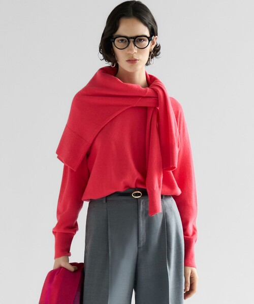 新品タグ付き　23区　ピュアカシミヤ クルーネック ニット　38/M　ベージュ セール】【見上愛さん着用/Oggi・STORY掲載】ピュアカシミヤ クルー