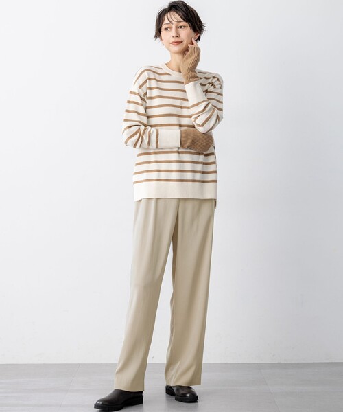 新品タグ付き　23区　ピュアカシミヤ クルーネック ニット　38/M　ベージュ セール】【見上愛さん着用/Oggi・STORY掲載】ピュアカシミヤ クルー