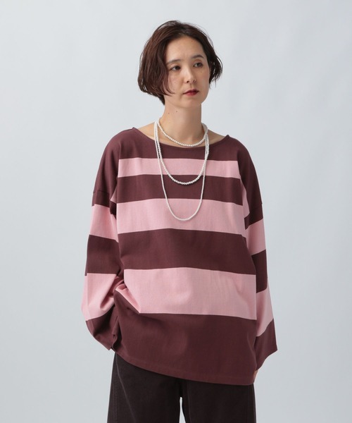 セール】袖ワイドランダムボーダープルオーバー 582446（Tシャツ