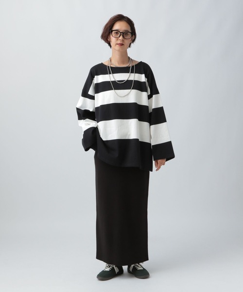 セール】袖ワイドランダムボーダープルオーバー 582446（Tシャツ