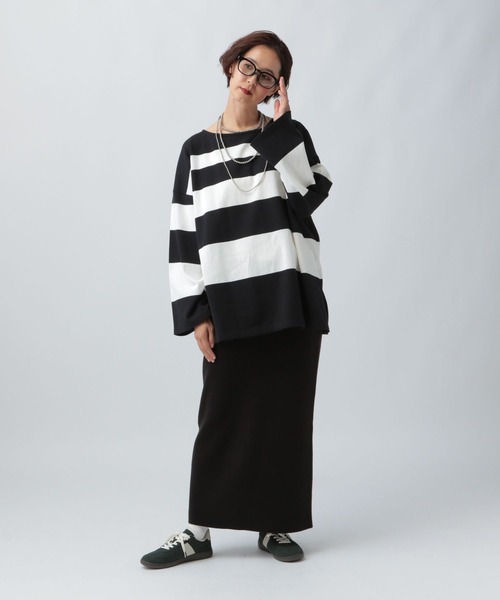 LEPSIM(レプシィム)の「袖ワイドランダムボーダープルオーバー 582446(Tシャツ/カットソー・レディース・レッド/ブラウン/ネイビー/ブラック・FREE)」の10枚目の写真