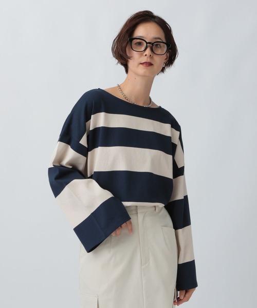 セール】袖ワイドランダムボーダープルオーバー 582446（Tシャツ