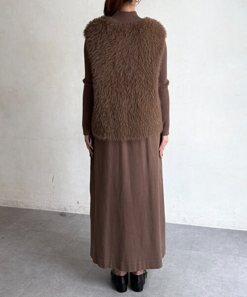 Chez toi（シェトワ）の「シャギーベスト×ニットワンピース（ワンピース・レディース・ブラック/グレー/チャコールグレー/ブラウン/ベージュ・FREE）」の22枚目の写真