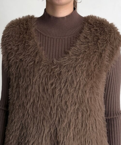 Chez toi（シェトワ）の「シャギーベスト×ニットワンピース（ワンピース・レディース・ブラック/グレー/チャコールグレー/ブラウン/ベージュ・FREE）」の21枚目の写真