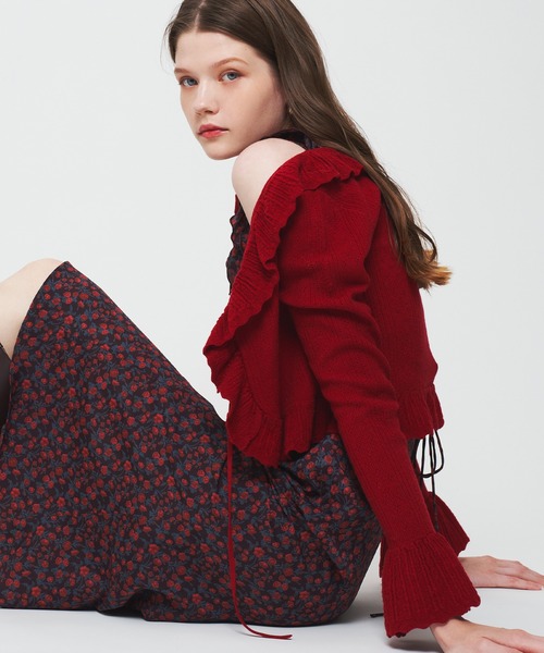 【今期新作】【新品未使用】アイレットフリルニットカーディガン DEICY（デイシー）の「アイレットフリルニットカーディガン