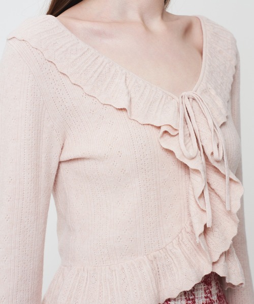 Deicyアイレットフリルニットカーディガン DEICY（デイシー） カーディガン アイレットフリルニットカーディガン