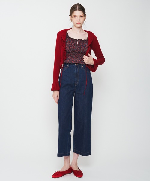 【今期新作】【新品未使用】アイレットフリルニットカーディガン DEICY（デイシー）の「アイレットフリルニットカーディガン