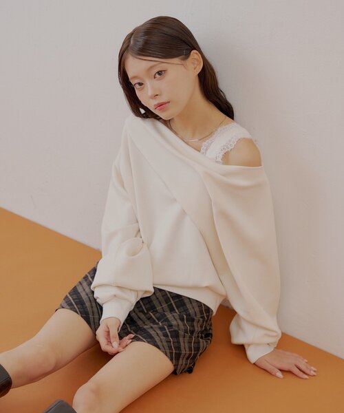 ワンショル肩レーストップス（Tシャツ/カットソー）｜Chico