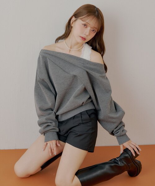 ワンショル肩レーストップス（Tシャツ/カットソー）｜Chico