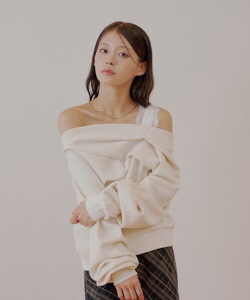 ワンショル肩レーストップス（Tシャツ/カットソー）｜Chico