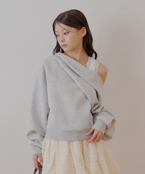 Chico（チコ）の「ワンショル肩レーストップス（Tシャツ/カットソー・レディース・チャコールグレー/グレー/ブルー/ホワイト・FREE）」の17枚目の写真