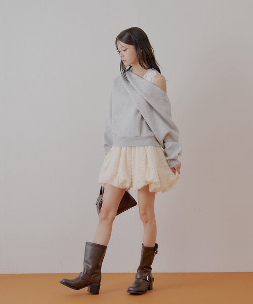 Chico（チコ）の「ワンショル肩レーストップス（Tシャツ/カットソー・レディース・チャコールグレー/グレー/ブルー/ホワイト・FREE）」の19枚目の写真