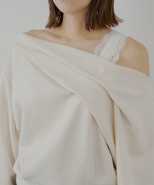 Chico（チコ）の「ワンショル肩レーストップス（Tシャツ/カットソー・レディース・チャコールグレー/グレー/ブルー/ホワイト・FREE）」の8枚目の写真