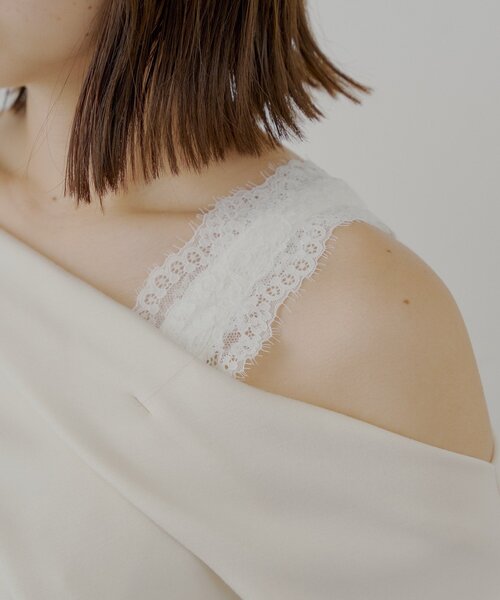 Chico（チコ）の「ワンショル肩レーストップス（Tシャツ/カットソー・レディース・チャコールグレー/グレー/ブルー/ホワイト・FREE）」の9枚目の写真