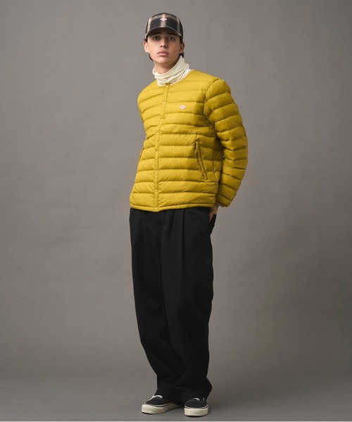 DANTON イエロー フード付きジャケット MEN'S CREWNECK INNER DOWN JACKET（ダウンジャケット/コート