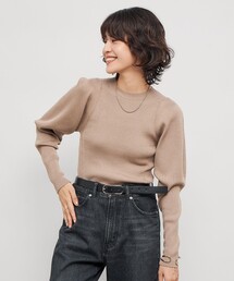 《手洗い可能》リブパフスリーブプルオーバーニット
