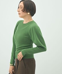 《手洗い可能》リブパフスリーブプルオーバーニット