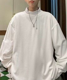 モックネック」に該当するホワイト/白色系のメンズファッション
