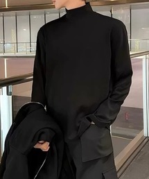 オーバーサイズ モックネック ロング Tシャツ