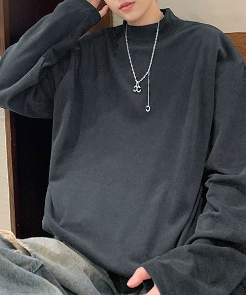CELENA BEATS(セレナビーツ)の「オーバーサイズ モックネック ロング Tシャツ(Tシャツ/カットソー・メンズ・ホワイト/ブラック/グレー・M/L)」の13枚目の写真