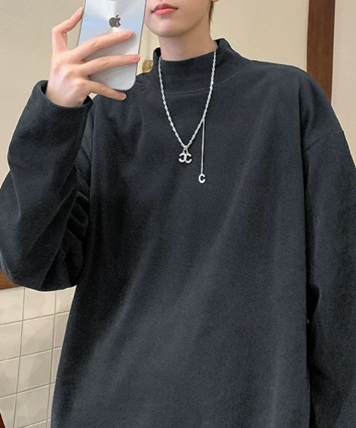 CELENA BEATS(セレナビーツ)の「オーバーサイズ モックネック ロング Tシャツ(Tシャツ/カットソー・メンズ・ホワイト/ブラック/グレー・M/L)」の10枚目の写真